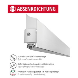 Gedotec Lowerable Floor Seal, White, 1 Piece Door Seal Bottom Automatic 13 x 39 mm, Applique, Length 930 mm, Can Be Shortened, Lowering Seal for Doors, Door Floor Seal, Wind Protection, Anti-Cold