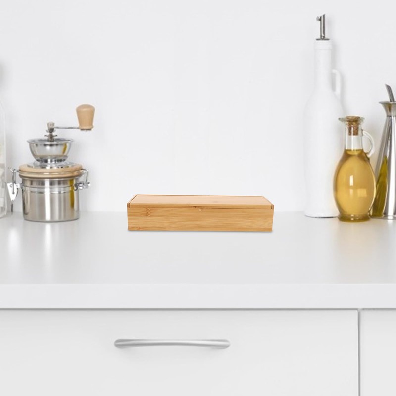 Luxshiny Wooden Cutlery Box with Lid Kitchen Chopsticks Box Tableware