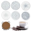 6Pcs Drink Coasters with Iron Holder, Cork Base, Ceramic Round