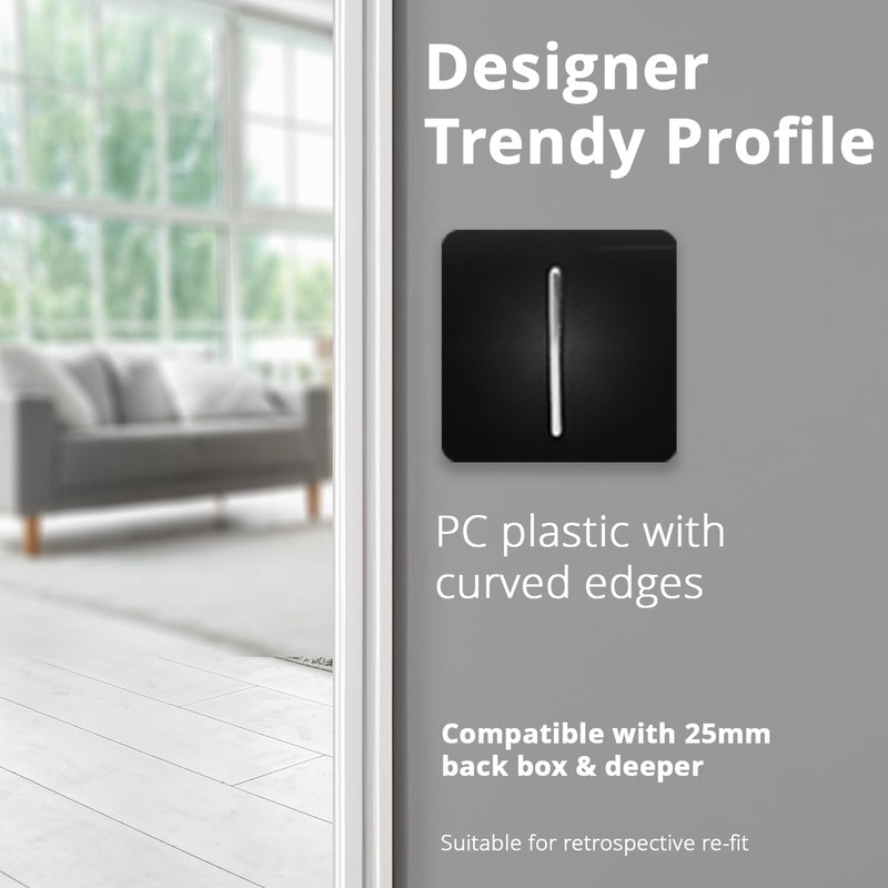 Trendi Modern 1 Gang 1 or 2 Way Screwless Rocker
