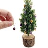 Tiny Christmas Tree with Removable Miniature Ornaments, Purple and Gold