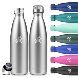 Grsta Sports Water Bottle, 750 ml, BPA-Free, Leak-Proof, Cold and Warm, Double-Walled Vacuum Insulated, Metal Drinking Bottle, Thermos Flask for Camping, Fitness, Travel, Sports