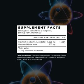 Intelligent Labs Liposomal Glutathione + Vitamin C, Advanced Liquid Antioxidant Formula, 500 mg Reduced L-Glutathione + 1000 mg Vitamin C per Serving, 30 Servings, Soy Free