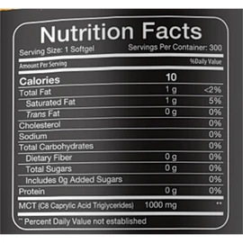 Intentionally Bare Organic MCT Oil Capsules - Keto, Paleo, Low Carb – 70% C8-30% C10 – Great for Travel - 100% MCT Oil – Unflavored – 1000mg per capsule - 200 Capsules