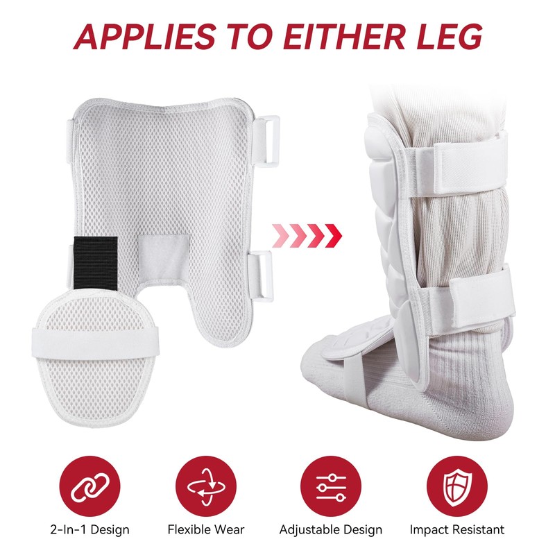 Baseball & Softball Catcher Leg Guards (White, Adult)
