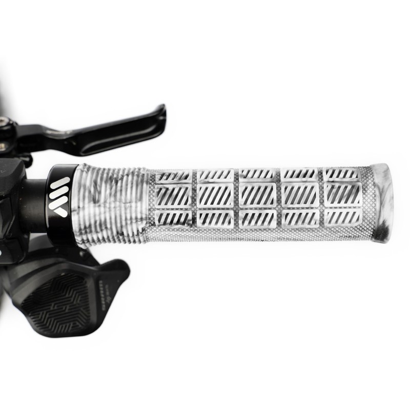 All Mountain Style AMS Rise Bicycle Lock-on Handlebar Grips, White
