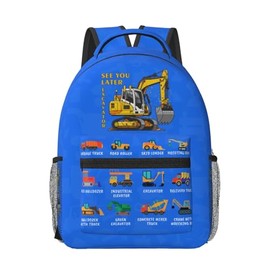 Excavator Kids Backpack for Boys Girls Elementary Schoolbag Kindergarten Bookbags Preschool School Bag Toddler Book Bags Travel Bag Hiking Camping Rucksack Daypack for Students Back to School Gifts