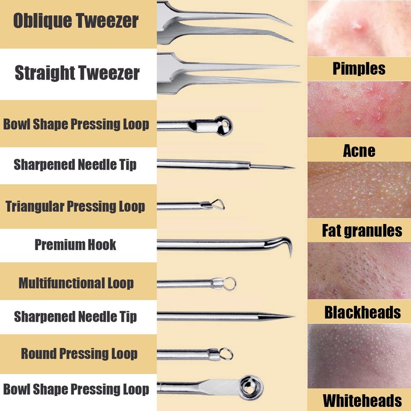 6 Pieces Blackhead Remover Tool Kit, Stainless Steel Comedone Extractor