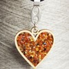 Handmade Amber and Wood Keyring/Keychain Heart, beautiful charm for your