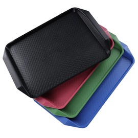 Innouse 4 Pack Rectangular Plastic Fast Food Trays, Colored Restaurant Serving Trays