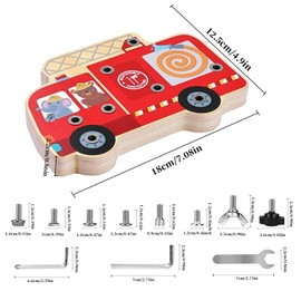 Montessori Toy, Montessori Wooden Screw Board, Children's Screws Toy, Fire Brigade Toy, Wood Screws Children, Educational Toy Wooden Toy, Educational Toy for Children from 3 4 5 6 Years