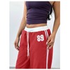 WDIRARA Women's Wide Leg Baggy Sweatpants Side Striped Number Graphic