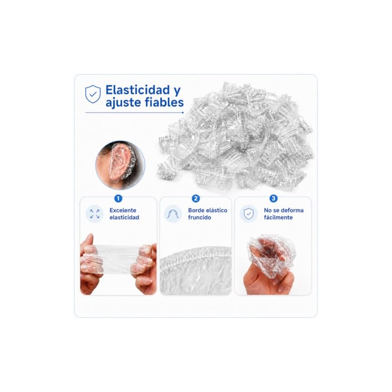 100 Protectores Auditivos Desechables para Teñir el Cabello, Ducha, Baño