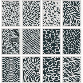 Drawing Painting Stencils 12 Pieces Leopard Painting Stencils Leopard Print Stencils Set Reusable Plastic Stencils for Furniture Wall Design Scrapbooking Craft Decoration