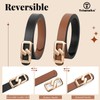 TRIWORKS Women Skinny Reversible Leather Belt for Jeans, Ladies Thin