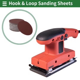 X AUTOHAUX 100 Pcs Round Sandpaper 120 Grit Hook and Loop Sanding Sheets Universal for Automotive Refinishing Woodworking 125x125mm Aluminum Oxide Red