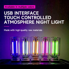 2Pcs USB Retro Car Lamp, Dimmable Touch-Control LED Car Interior Atmosphere Lights, USB Powered Night Lamps, Mini Glass Bottle Night Light Touch Control Vehicle Interior Decor Retro Lamp (Green)