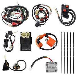 PRO BAT GY6 Full Electrics Wiring Harness W/O Waterproof Cap CDI Coil Solenoid GY6 125cc 150cc 200cc 250cc Chinese Elecric Start Kandi ATV Quad Bike Buggy Go Kart Scooter Moped