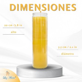 Velas lisas de parafina | Color a elegir | Para rituales, meditación y relajación| Atraer energías | Para eventos sociales | 20 cm x 5.5 cm | 1 pieza | 100% de parafina| (Amarilla)