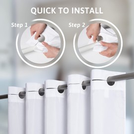 Furlinic Shower Curtain Mould Proof Resistantand Waterproof Washable Polyester Fabric White Bath Curtains with Weight Tape for Wetroom Extra wide 108x72 Inch.