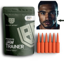 BULLET BITES Jaw Exerciser for Men and Women - Jawline Trainer and Facial Toning Tool - Silicone Jaw Toner - Face Neck Shaper - Face Exerciser - (Level 2 Reload - 45 lbs)