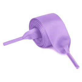 sourcing map 2 Pairs Satin Flat Ribbon Women Shoelaces Sneakers Canvas Shoestrings Purple 150cm/59.1"