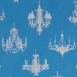 Gift Wrap - Chandelier - Silver on Blue