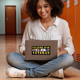 Culture War Veteran - Funny Accessories Gifts Pranks for Adults Teens Kids. Laptop, Water Bottle, Truck Car Bumper, Backpack, Cooler, Hard Hat, Toolbox. Fight The Power or Don’t with This Sticker!
