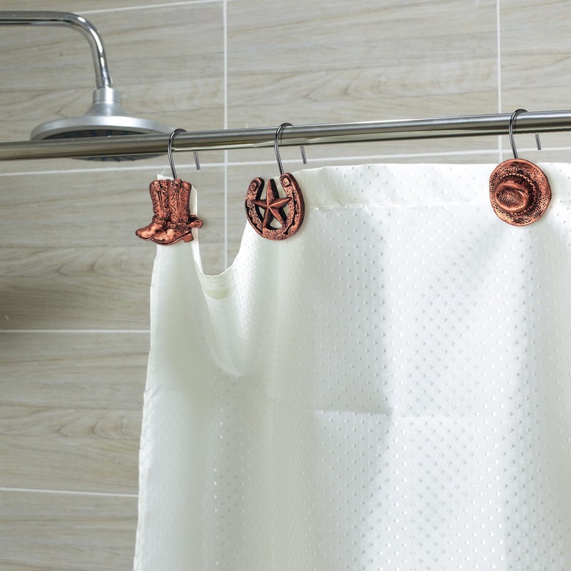 Beeveer 24 Pcs Western Cowboy Shower Curtain Hooks Western Cowboy