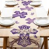 Uruney Christian Easter Cross Chinoiserie Table Runner, Religious Purple Kitchen