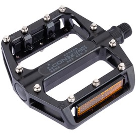 CONTEC 2 x Aluminium Platform Pedal 2Black Heavy Duty Durable Ideal for MTB Bike Park Cruiser Ergonomic High Grip Black