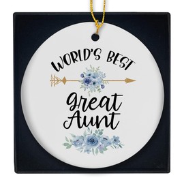 KSDUT Great Aunt Gifts Ornament - New Aunt Ceramic Ornament Keepsake, Auntie Gifts from Niece Nephew Ceramic Decor for Christmas Tree, Auntie Appreciation Gift Decoration Hanging Ornament