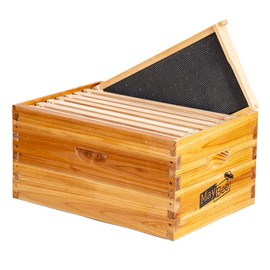 MayBee 8-Frame Beehive Box Langstroth Deep Brood Box Dipped in 100% Beeswax Includes Wooden Frames & Waxed Foundations (Unassembled)