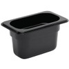 Vogue Polycarbonate Plastic 1/9 Gastronorm Container 100 mm Deep, Black,