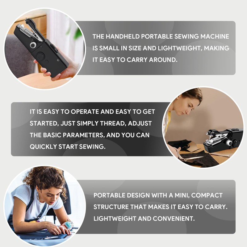 Mini Handheld Sewing Machine, Portable Electric Stitching Machine for Quick