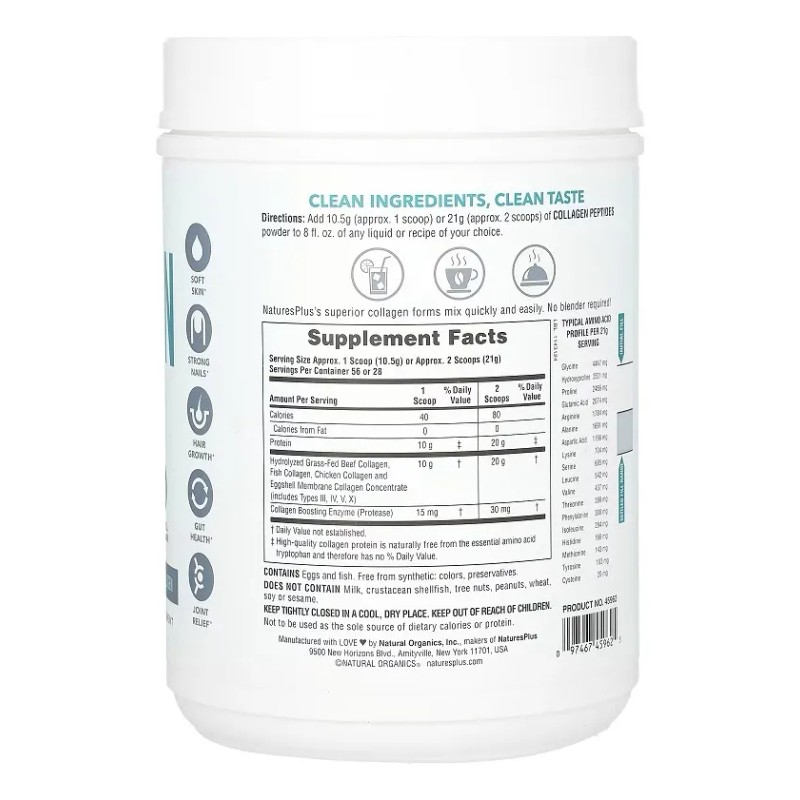 Naturesplus Péptidos De Colágeno Sin Sabor 588 G