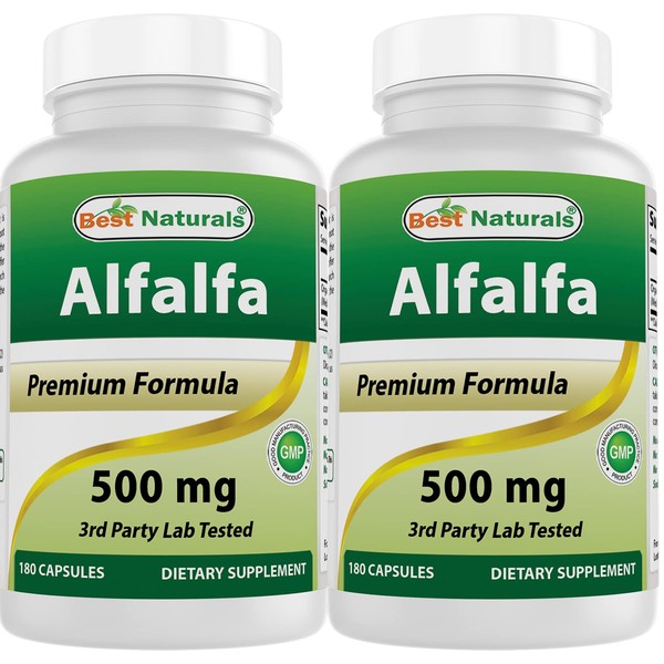 Best Naturals Alfalfa Green Super Food 500 mg 180 Capsules (180 Count (Pack of 2))