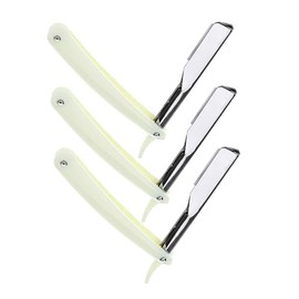 Men's Manual Hair Shaver Set 6pc Barber Razor Beard Razor Blade Eyebrow Trimmer White Handle Vintage Style