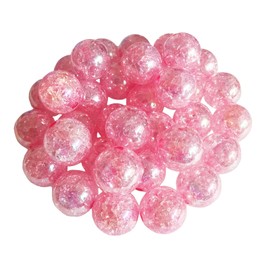 60PCS 16mm Colored Acrylic Crystal Beads Round Crackle Glass Beads Charms for Jewelry Making Bracelets Earring Necklace Adults Beading DIY Art Craft Christmas Ornament Birthday Gifts (Pink)