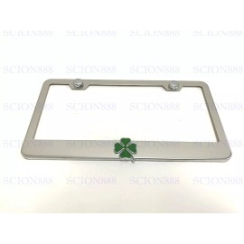 License Plate Frame 3D QUADRIFOGLIO Emblem Stainless Steel Chromed License Plate Frame 4 Leaf Clover