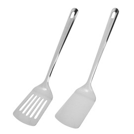 Stainless Steel Spatulas Set, Silver Slotted Turner, Solid Turner, Kitchen Spatula Set, Cooking Utensil for Frying Steak Fish Eggs Pie Pancakes, Dishwasher Safe