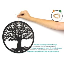 CONTRAXT Tree of Life Wall Decoration Wooden Tree of Life Wall Decoration Tree of Life Spiritual Decoration Wall Wood Vintage Garden Decoration Meditation 3D Mandala Wall Picture (Tree of Life, Black)