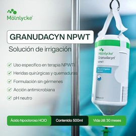 500 ml NPWT Solución de Irrigación para Heridas | Ácido Hipocloroso HClO | Limpieza y Humectación | pH Neutro | Sin Gérmenes | Pieza