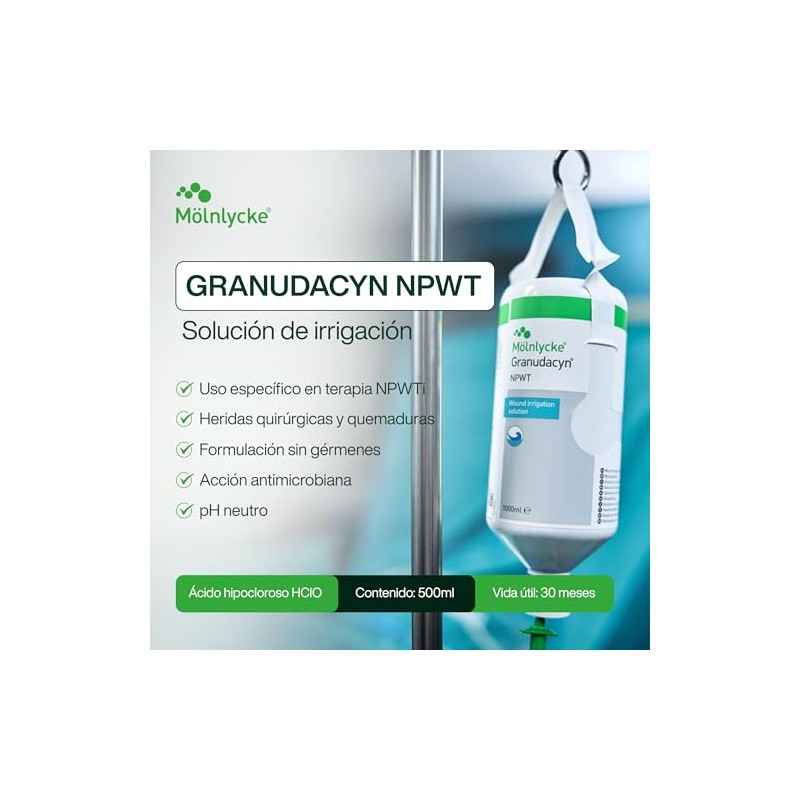 500 ml NPWT Solución de Irrigación para Heridas | Ácido