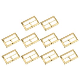 sourcing map 10Pcs Single Prong Belt Buckle, 1.18" Zinc Alloy Adjustable Rectangle Movable Centre Bar Roller Buckles for Purse Bag Leather Craft Accessories, Gold