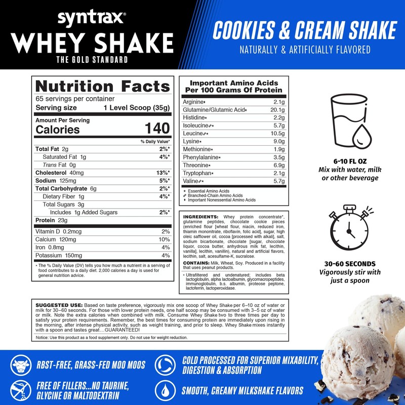 Syntrax Nutrition Whey Shake, Cold Filtered & Undenatured Whey Protein