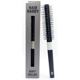 HAIR DADDY Quiff Roller Brush - Round Hair Brush for Men and Women Volumizes and Styles Rockabilly and Pompadour Hairstyles - 304 Ball Tipped Bristles on a Non-Slip Handle with Thumb Grip