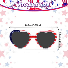 4th of July American Flag Heart Sunglasses for Women and Men - Patriotic USA Glasses for Independence Day, Memorial Day, and Summer Party Accessories