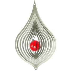 Teardrop Stainless Steel Wind Spinner with Crystal Decoration 10.5 cm x 17 cm