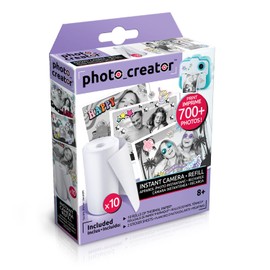 Studio Creator Instant Camera Refill 10 Pack, Photo Creator, Over 700 Prints, Instantly Dry, Personalise Prints with Cool Stickers!, White (CLK 005)